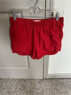 Madewell Red Elastic-Waist Shorts Cotton Blend Athletic Style Size Small